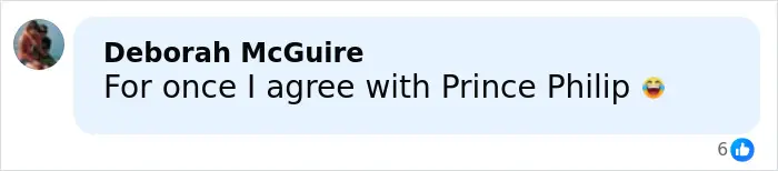 نظری از دبورا مک‌گوایر در یک پست رسانه اجتماعی که با نظر پرنس فیلیپ درباره پرنس هری قبل از عروسی با مگان مارکل موافق است.