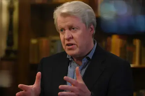 ارل اسپنسر از PA Media که توسط لارا کوئنسبرگ در ۱۷ مارس ۲۰۲۴ مصاحبه می‌شود