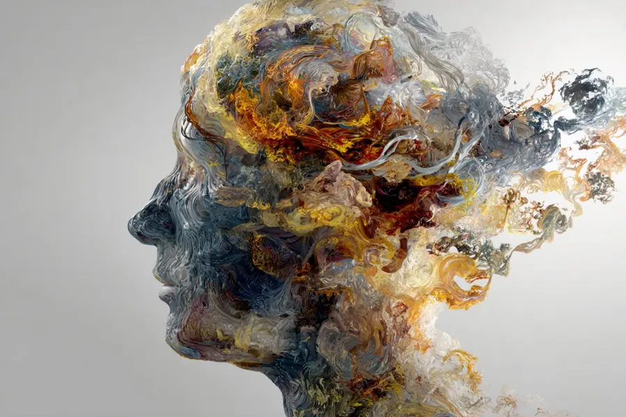 این تصویر سر یک فرد را نشان می‌دهد.